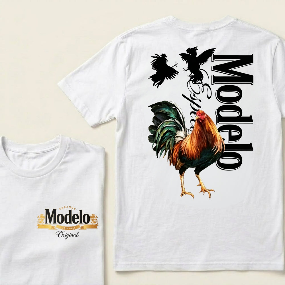 Modelo Rooster Colorful Bird Silhouettes Cerveza Modelo Original T-Shirts