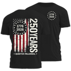 250 Years of Independence Vintage American Flag Back Print T-Shirt
