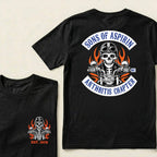 Custom Year Sons Of Aspirin Arthritis Chapter Funny Biker Skull Motorcycle Graphic T-Shirt