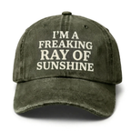 Vintage Wash "I'm A Freaking Ray Of Sunshine" Embroidered Cap