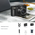 4K Digital Camera for Photography, 64MP Vlogging Camera with 3" 180° Flip Screen, 18X Zoom, 32GB Card & 2 Batteries - Ideal Travel & Holiday Gift