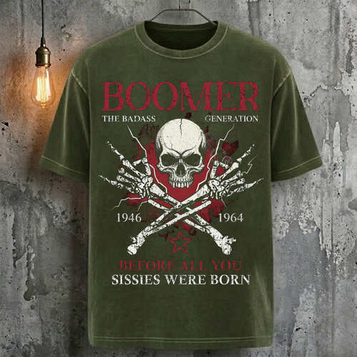 Boomer The Badass Generation Before All You Sissies Were Born Human Skeleton Cool Fashion T-Shirt