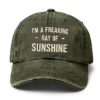 Vintage Washed "I'm A Freaking Ray Of Sunshine" Embroidered Cap