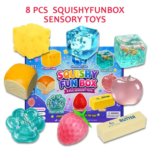 8-Piece Mystery Squishy Box - Slow Rebound Stress Relief Fidget Toys 🍬✨