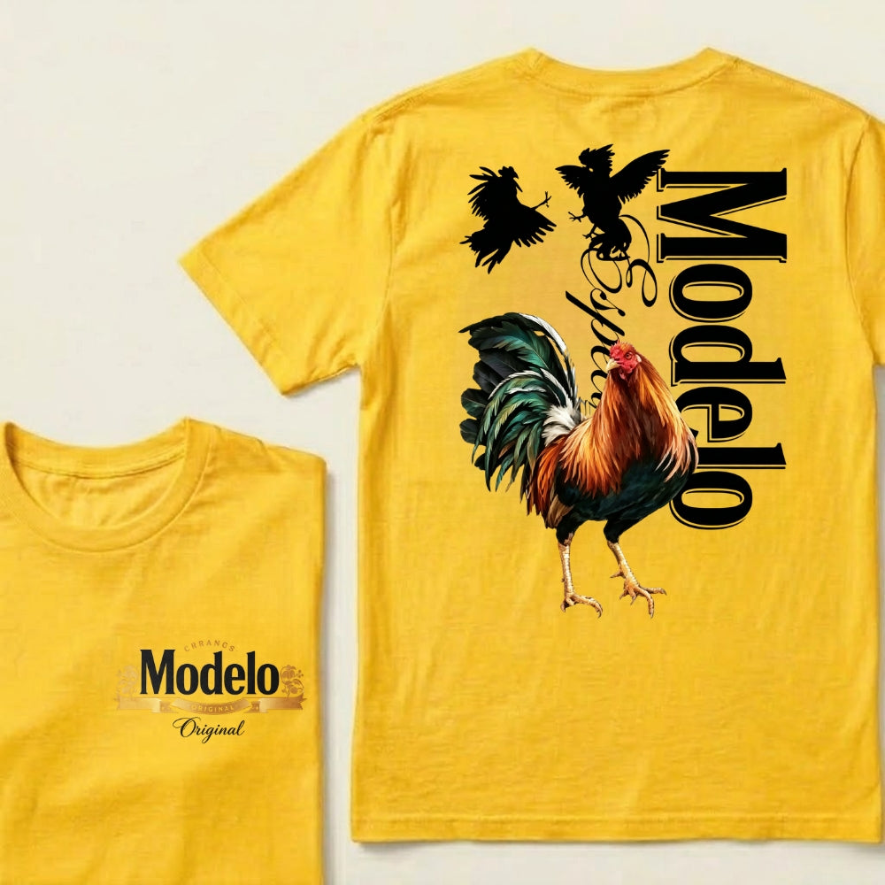 Modelo Rooster Colorful Bird Silhouettes Cerveza Modelo Original T-Shirts