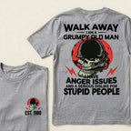 Custom EST.Year Walk Away I Am A Grumpy Old Man Skull Graphic T‑Shirt