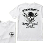 Custom Year Generation X Black Sheep Club Metal Forever Skull Lightning Guitar Graphic T-Shirt