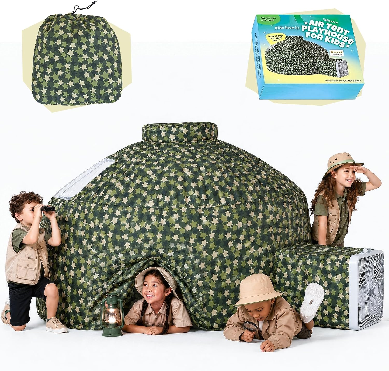 Instant Inflatable Air Tent for Kids - Large Indoor Playhouse Fort (77" x 50") 🏰💨