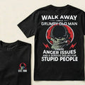 Custom EST.Year Walk Away I Am A Grumpy Old Man Skull Graphic T‑Shirt