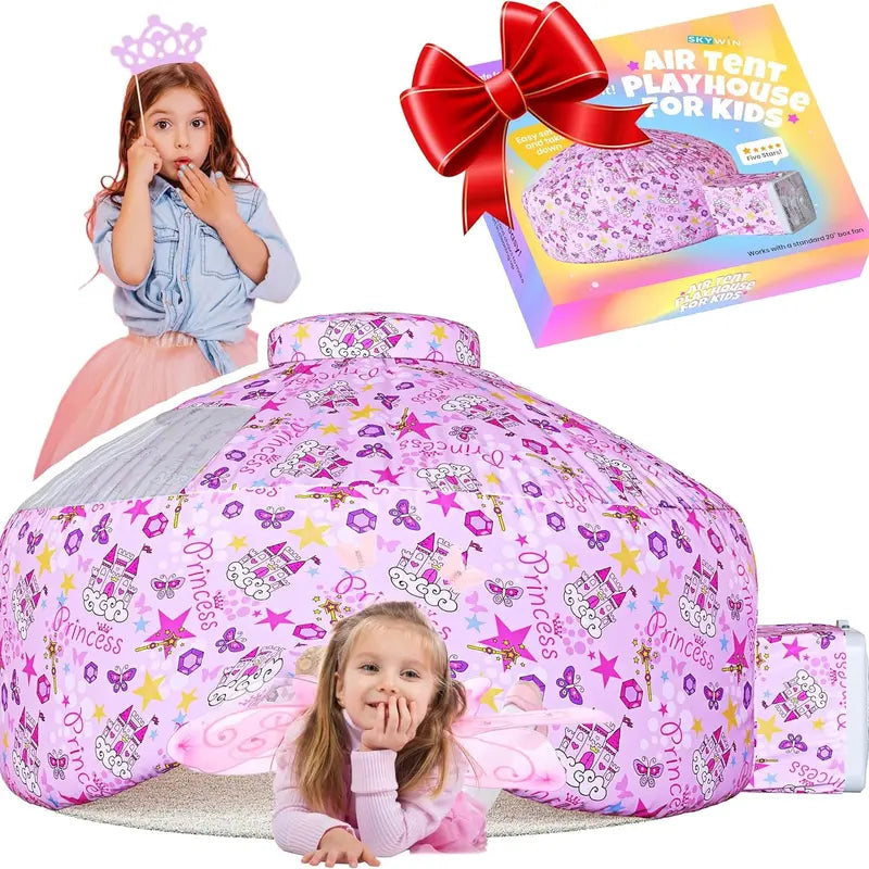 Instant Inflatable Air Tent for Kids - Large Indoor Playhouse Fort (77" x 50") 🏰💨