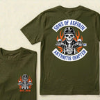 Custom Year Sons Of Aspirin Arthritis Chapter Funny Biker Skull Motorcycle Graphic T-Shirt