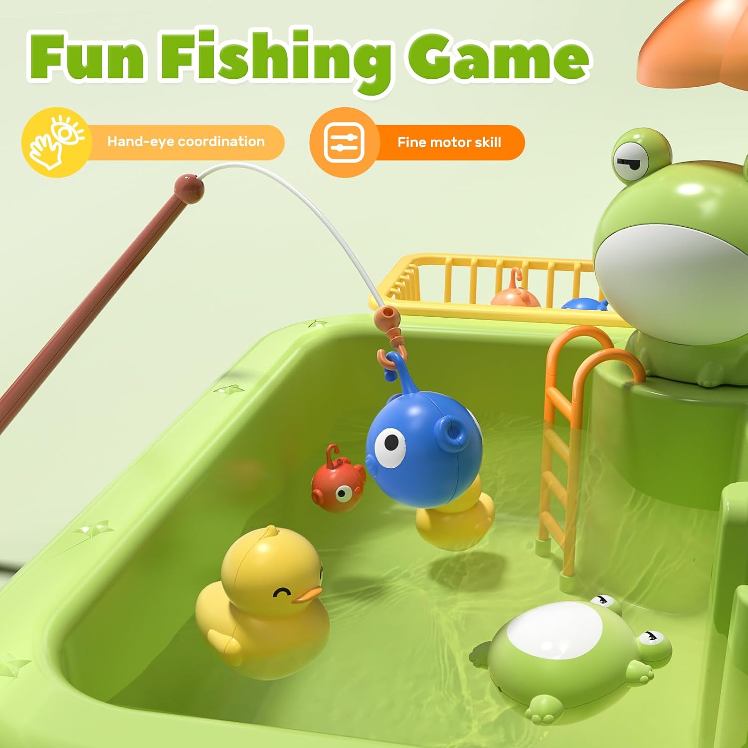Kids Play Kitchen Sink Toy with Real Running Water & Fishing Set 💧🎣