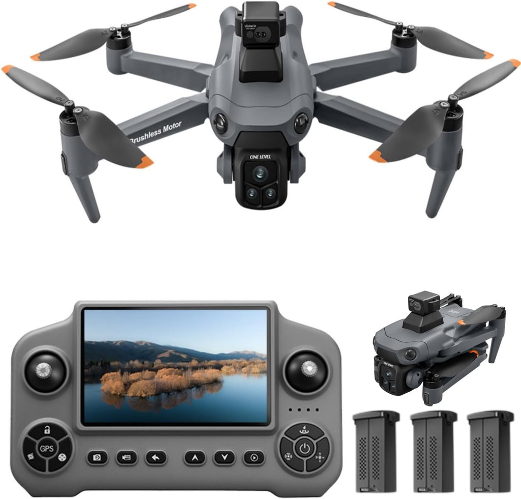 V918 Drones with Camera for Adults 4K, Under 249g Foldable Quadcopter, 8k Camera Drone with large screen controler and GPS Auto Return, Follow Me, Easy for Beginners,3 batteries
