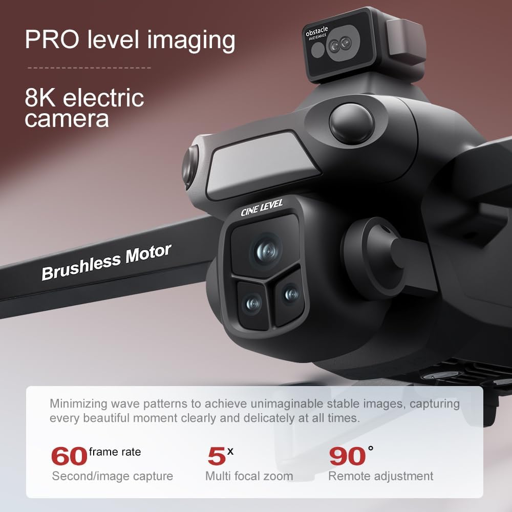 V918 GPS Drone with 8K Camera for Adults, RC Drones with 5 inch HD Screen, 90 Mins Flight Time, 3KM Long Control Range, 360° Obstacle Avoidance, Headless Mode, Auto Return, Circle Fly and Follow Me
