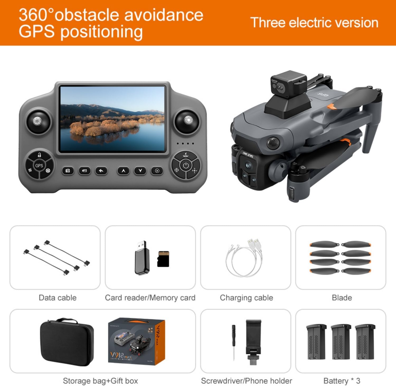 V918 Drones with Camera for Adults 4K, Under 249g Foldable Quadcopter, 8k Camera Drone with large screen controler and GPS Auto Return, Follow Me, Easy for Beginners,3 batteries