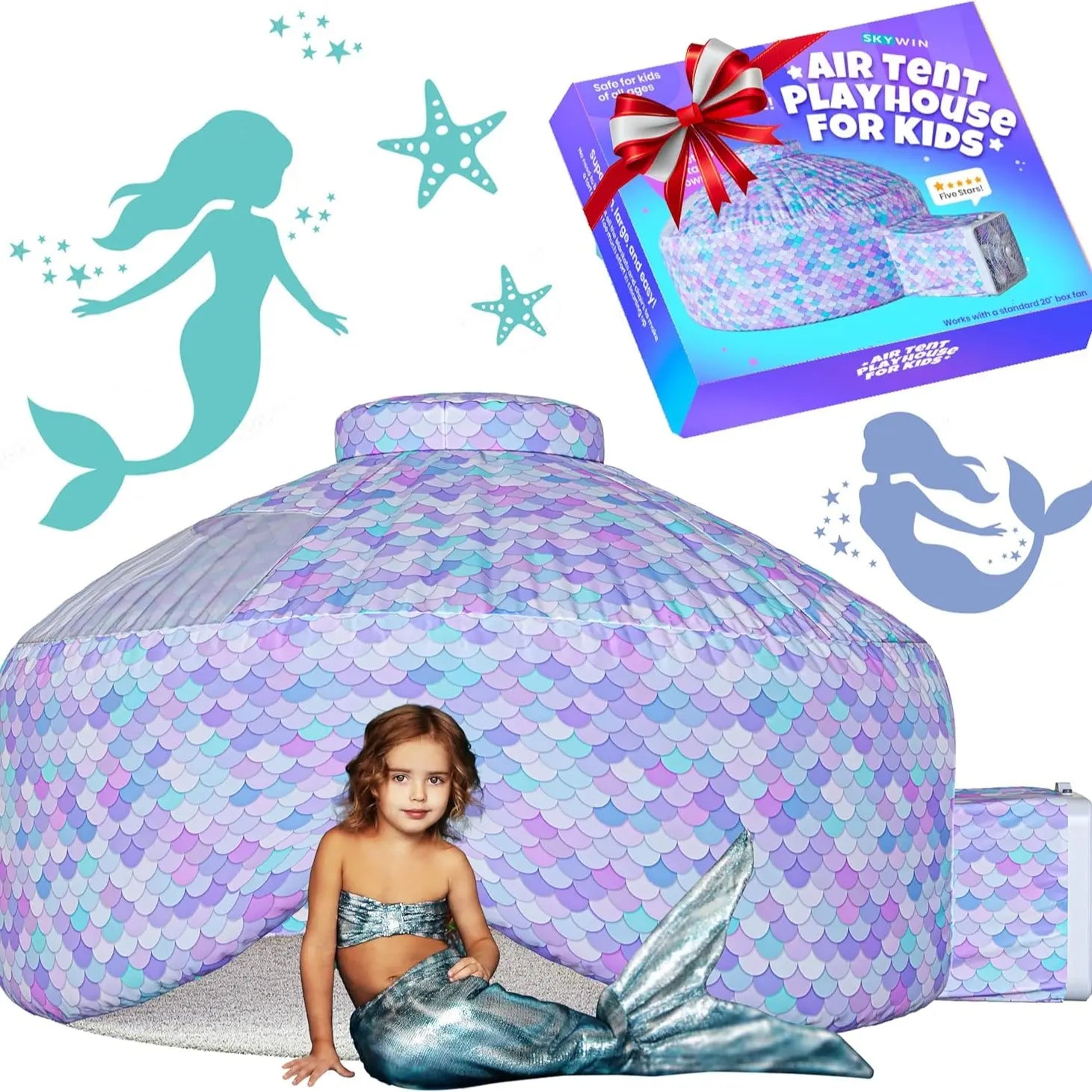 Instant Inflatable Air Tent for Kids - Large Indoor Playhouse Fort (77" x 50") 🏰💨