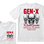 Custom EST.Year GEN-X The Badass Generation Before All You Sissies Were Born Skull Hand Sign Graphic T-Shirt