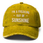 Vintage Washed "I'm A Freaking Ray Of Sunshine" Embroidered Cap