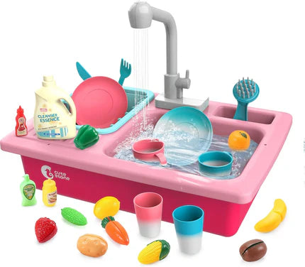 Kids Play Kitchen Sink Toy with Real Running Water & Fishing Set 💧🎣