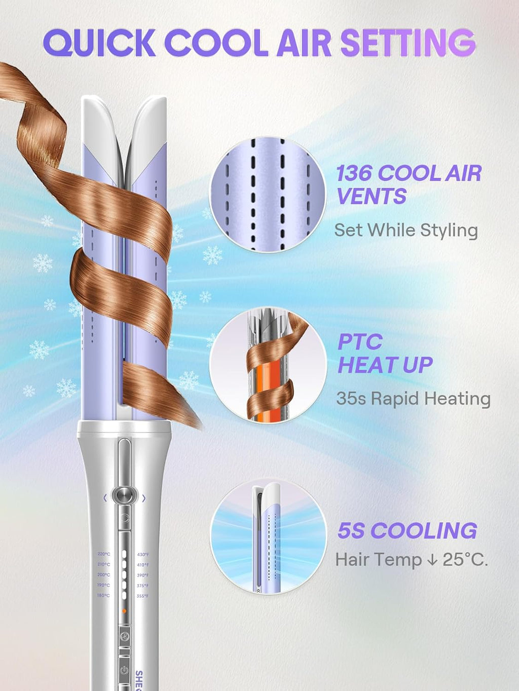 AirFlow Pro: 360° Auto-Rotating Curling Iron with Cool Air Tech