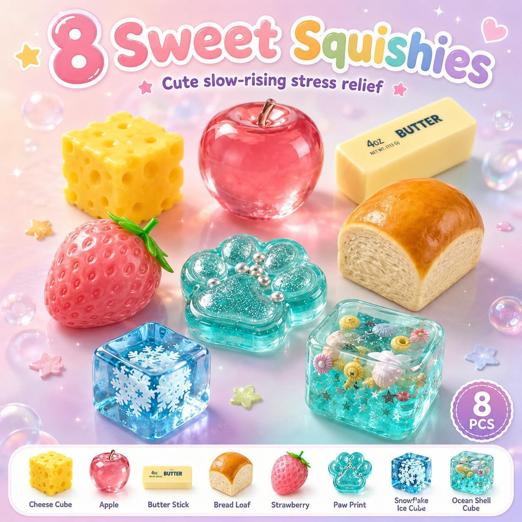 8-Piece Mystery Squishy Box - Slow Rebound Stress Relief Fidget Toys 🍬✨