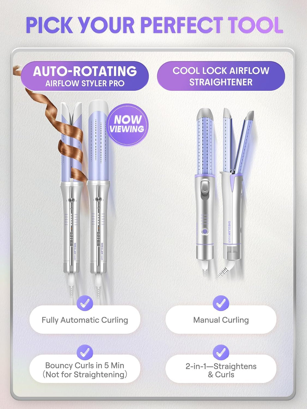 AirFlow Pro: 360° Auto-Rotating Curling Iron with Cool Air Tech