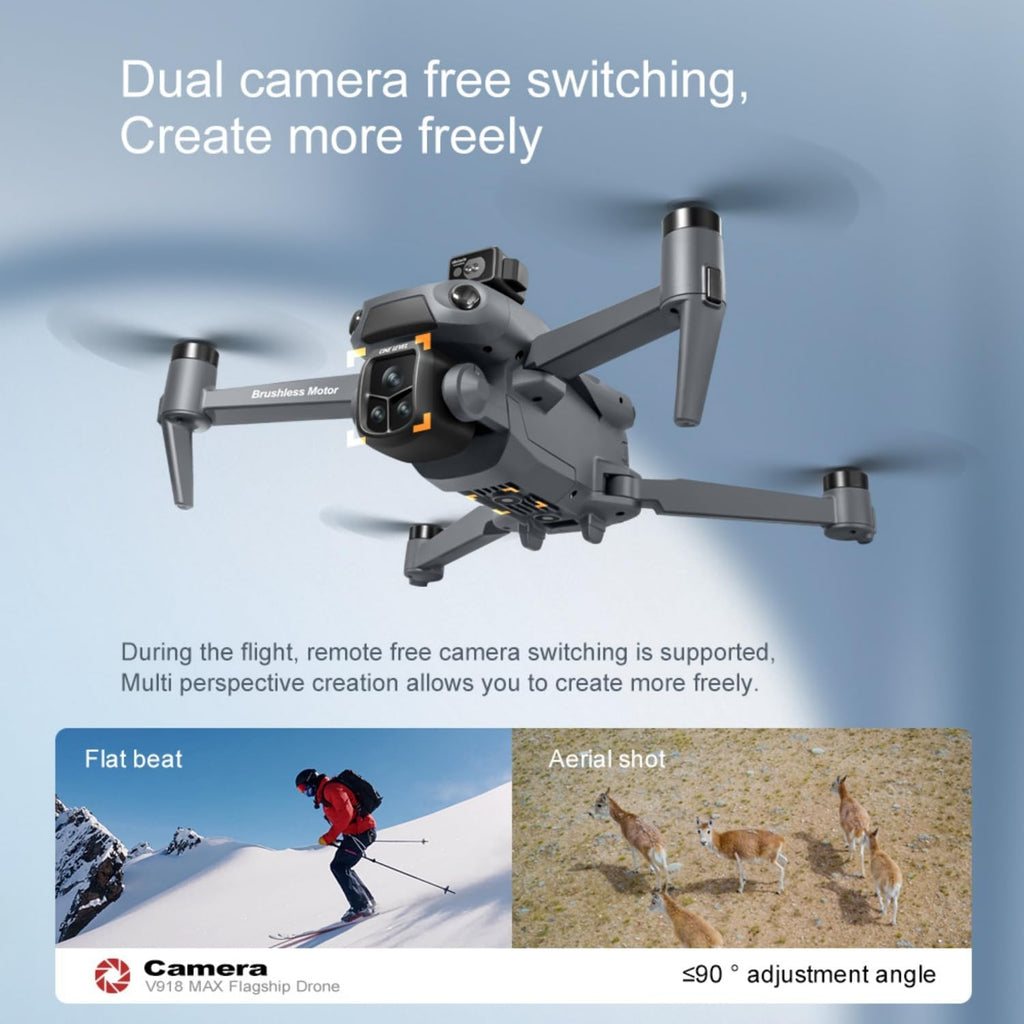 V918 Drones with Camera for Adults 4K, Under 249g Foldable Quadcopter, 8k Camera Drone with large screen controler and GPS Auto Return, Follow Me, Easy for Beginners,3 batteries