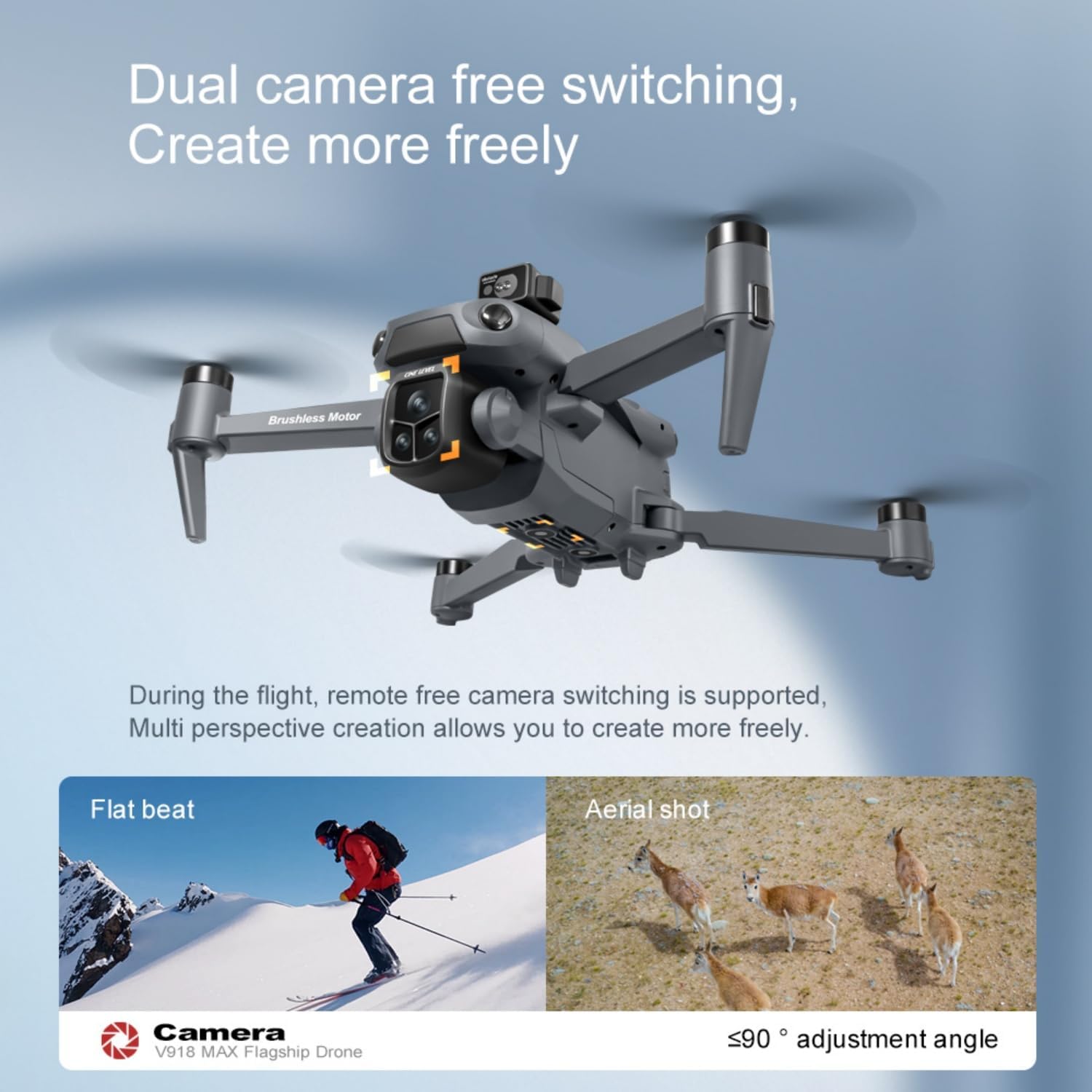V918 Drones with Camera for Adults 4K, Under 249g Foldable Quadcopter, 8k Camera Drone with large screen controler and GPS Auto Return, Follow Me, Easy for Beginners,3 batteries