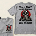 Custom EST.Year Walk Away I Am A Grumpy Old Boomer I'm Just Trapped In A World Full Of Idiots Graphic T-Shirt