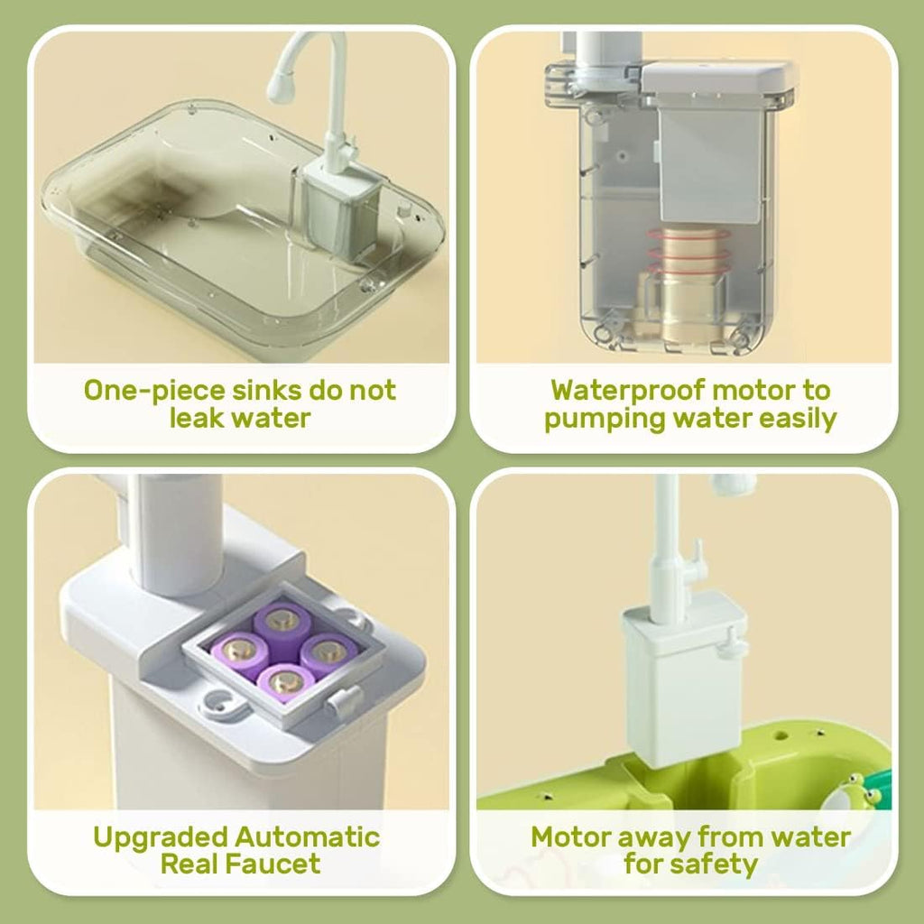 Kids Play Kitchen Sink Toy with Real Running Water & Fishing Set 💧🎣