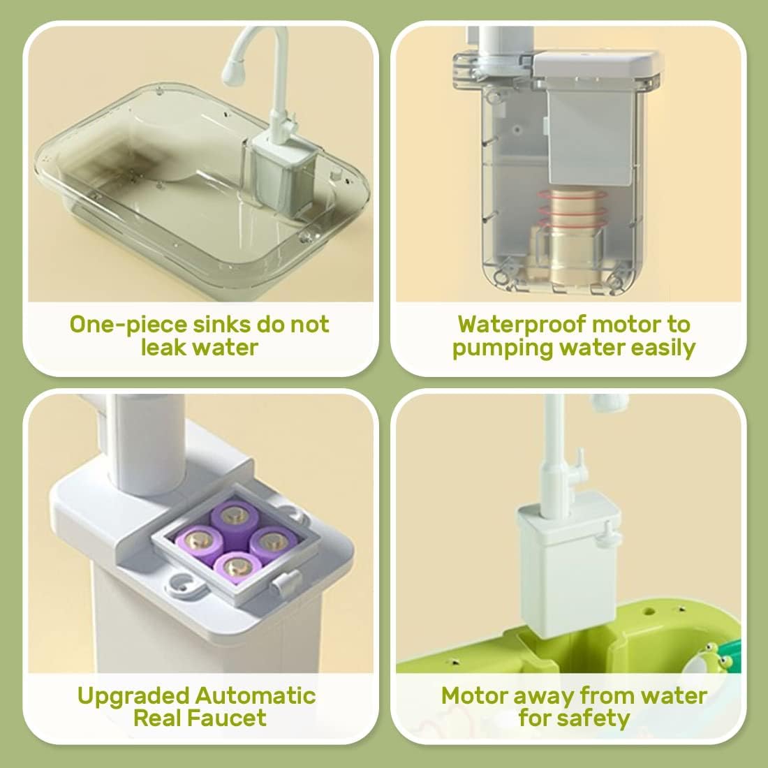 Kids Play Kitchen Sink Toy with Real Running Water & Fishing Set 💧🎣