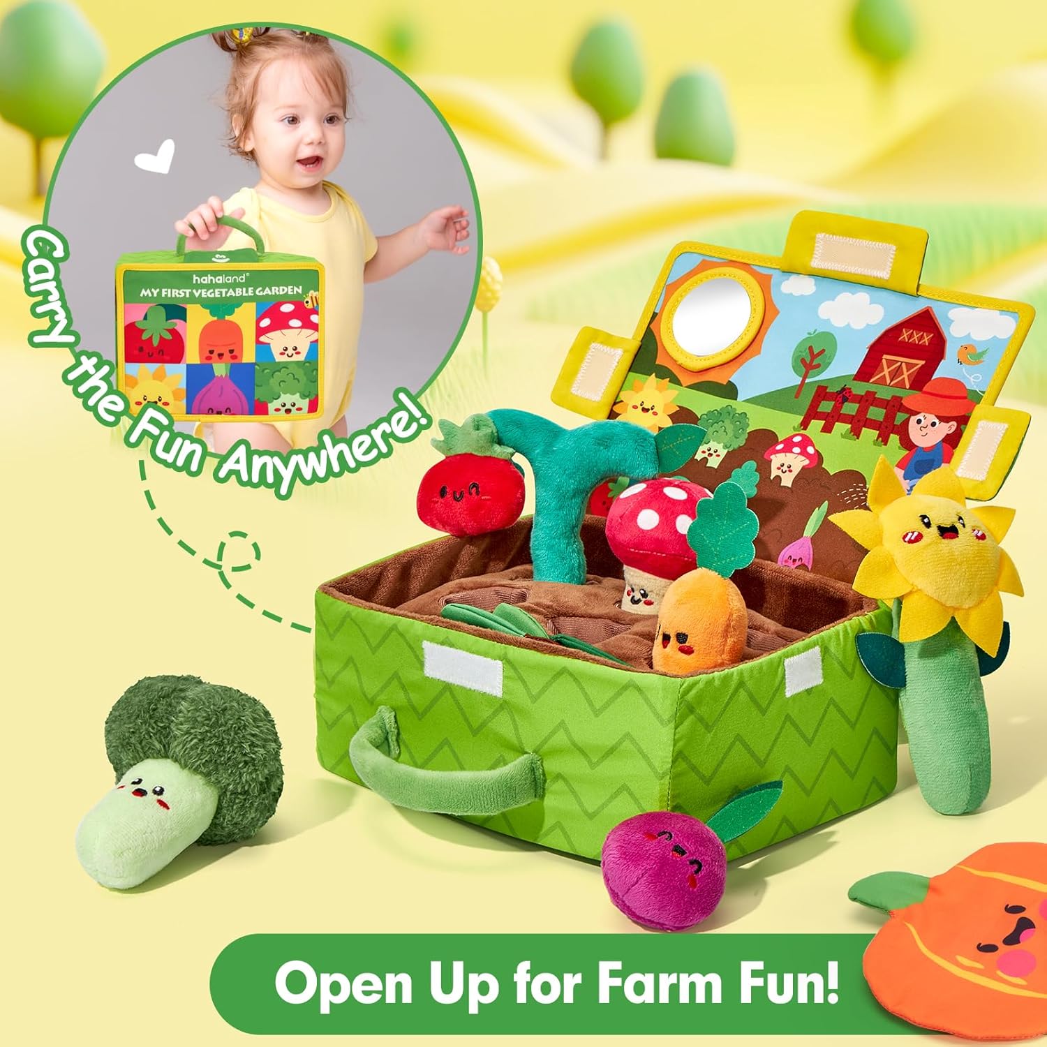 🥦 My First Sensory Fruits & Veggies - Montessori Plush Toy Set 🍓
