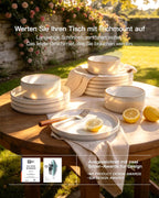 12-Piece Plate Set, Crockery Set for 4 People, Stoneware Crockery Set