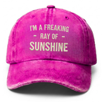 Vintage Washed "I'm A Freaking Ray Of Sunshine" Embroidered Cap