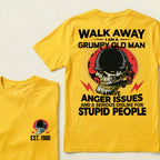 Custom EST.Year Walk Away I Am A Grumpy Old Man Skull Graphic T‑Shirt