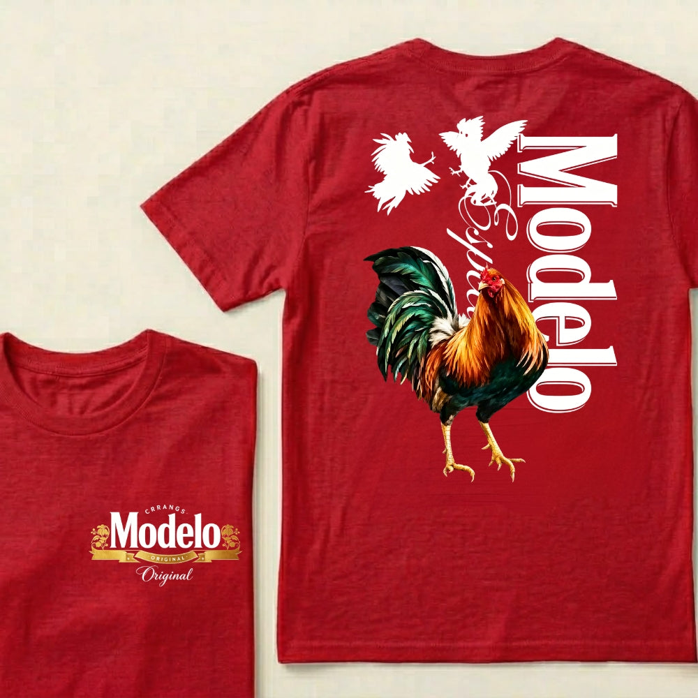 Modelo Rooster Colorful Bird Silhouettes Cerveza Modelo Original T-Shirts