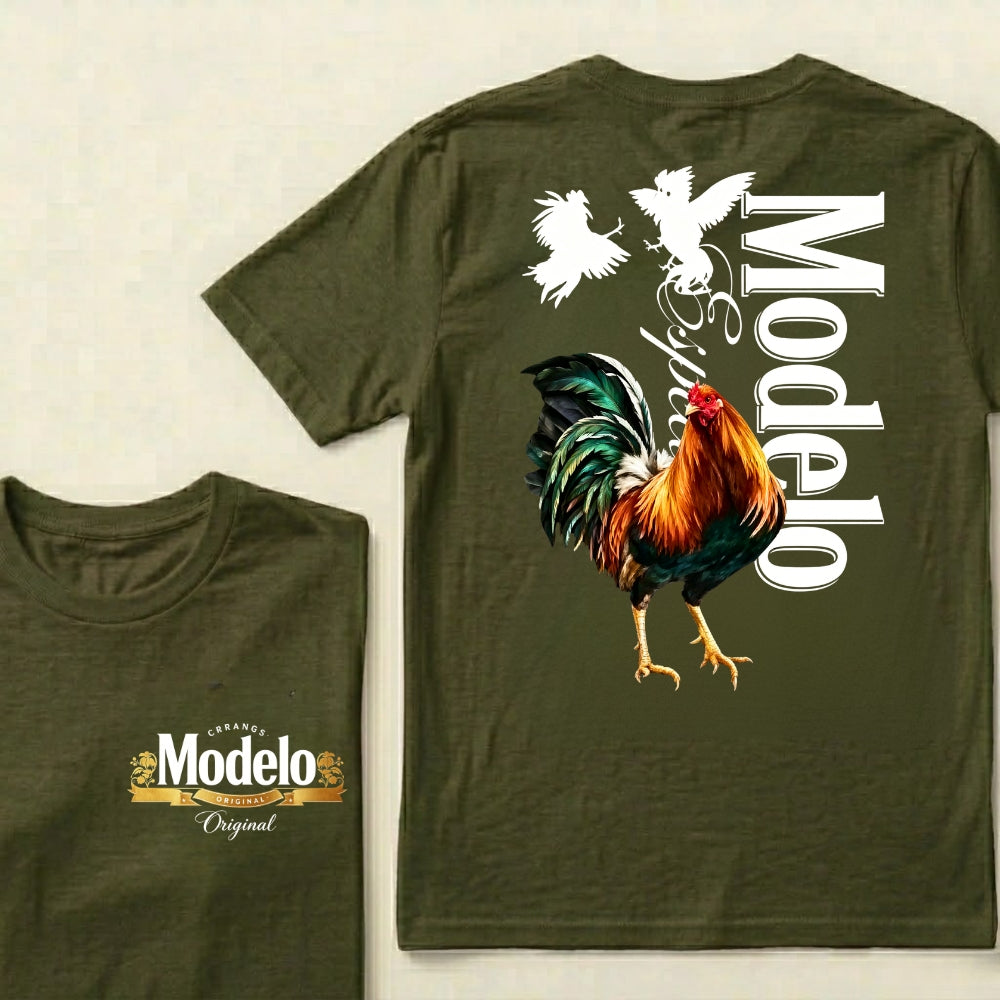 Modelo Rooster Colorful Bird Silhouettes Cerveza Modelo Original T-Shirts