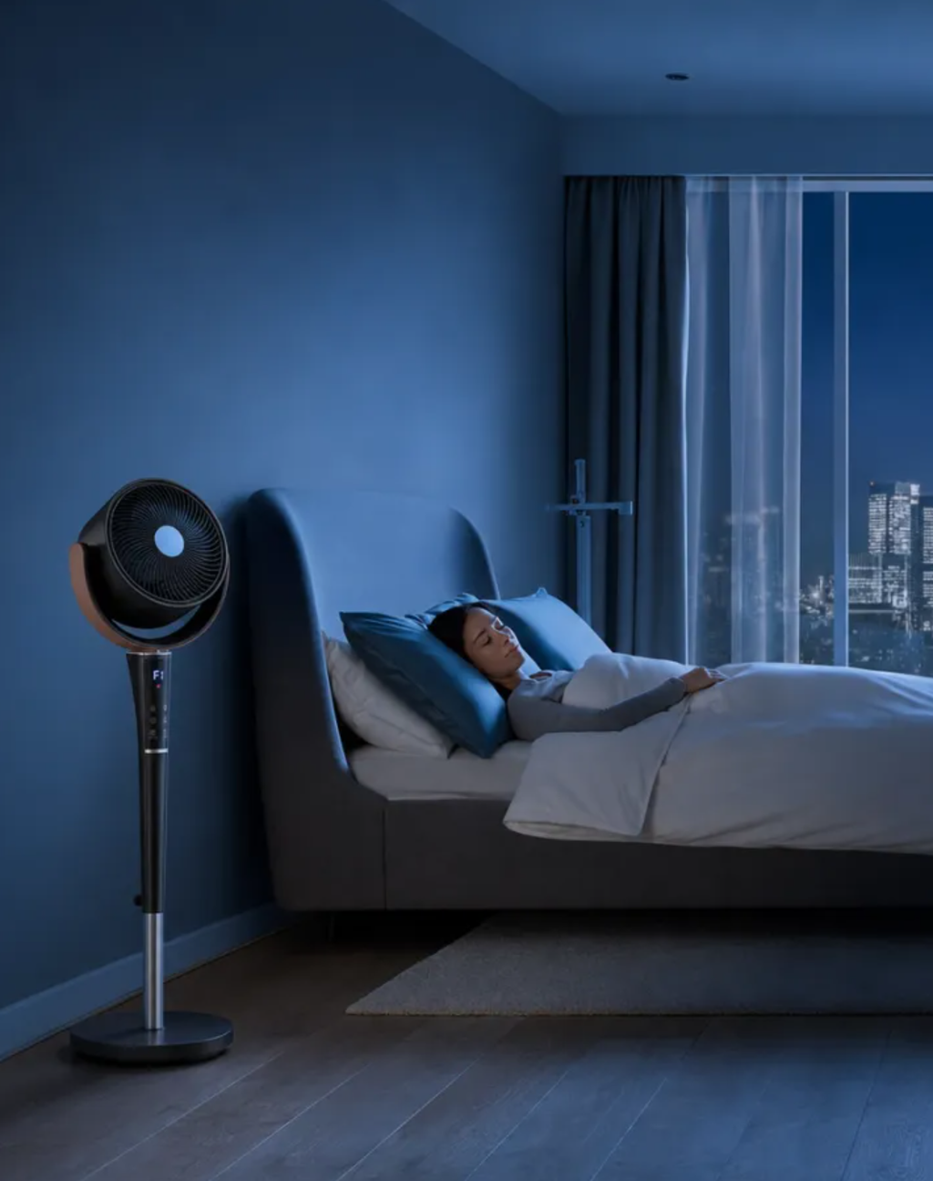 Fan for Bedroom, 120° Oscillating Standing Fan, DC Motor Quiet Floor Fan