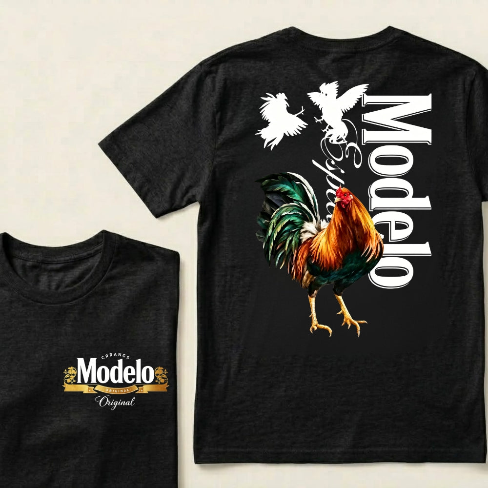 Modelo Rooster Colorful Bird Silhouettes Cerveza Modelo Original T-Shirts