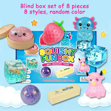 8-Piece Mystery Squishy Box - Slow Rebound Stress Relief Fidget Toys 🍬✨