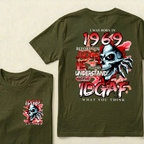 Custom EST.Year I Was Born In 1969 IDGAF What You Think Skull Graphic T‑Shirt