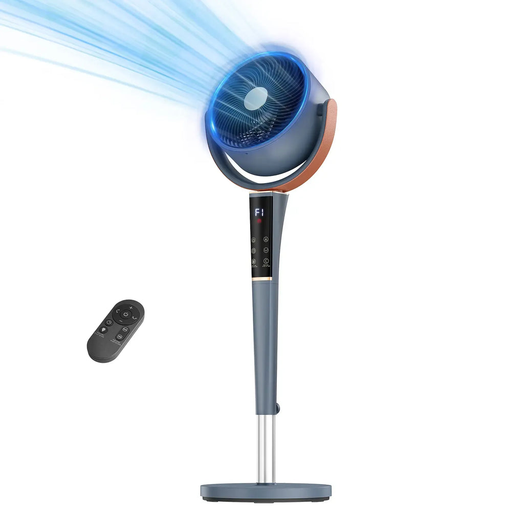 Fan for Bedroom, 120° Oscillating Standing Fan, 85ft Air Circulator With Remote, DC Motor Quiet Floor Fan