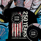250 Years of Independence Vintage American Flag Back Print T-Shirt
