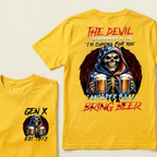Customize GenX And Boomer Shirts, The Devil Whispered To Me I'm Coming For You I Whisper Back Bring Beer
