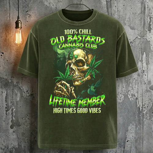 100% Chill Old Bastards Cannabis Club Lifetime Member T-Shirt