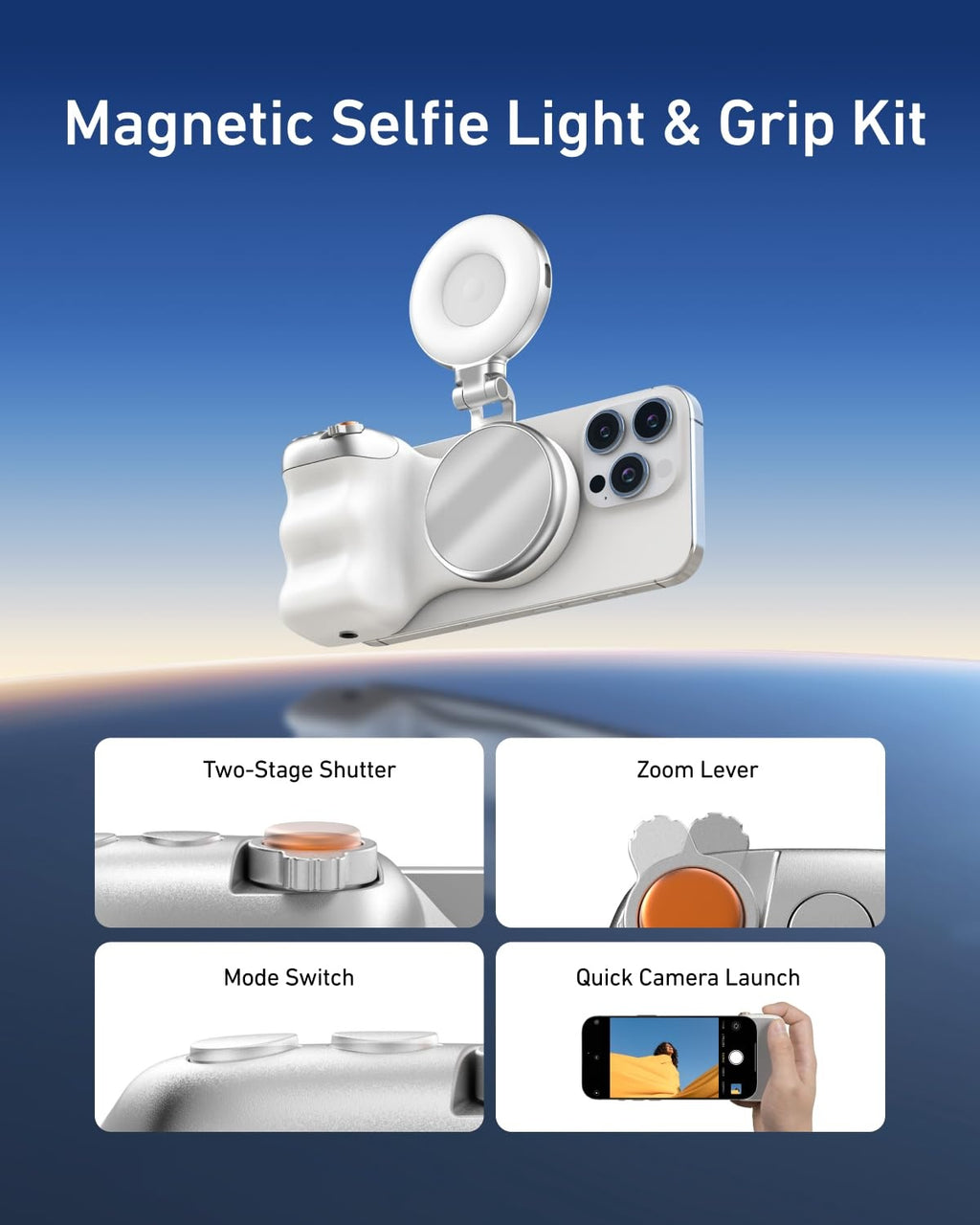 Magnetic Phone Camera Grip & LED Selfie Light Bundle 📸✨