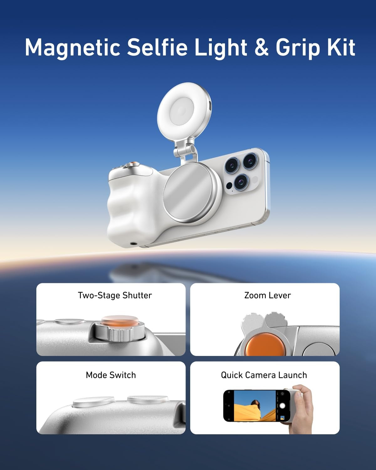 Magnetic Phone Camera Grip & LED Selfie Light Bundle 📸✨
