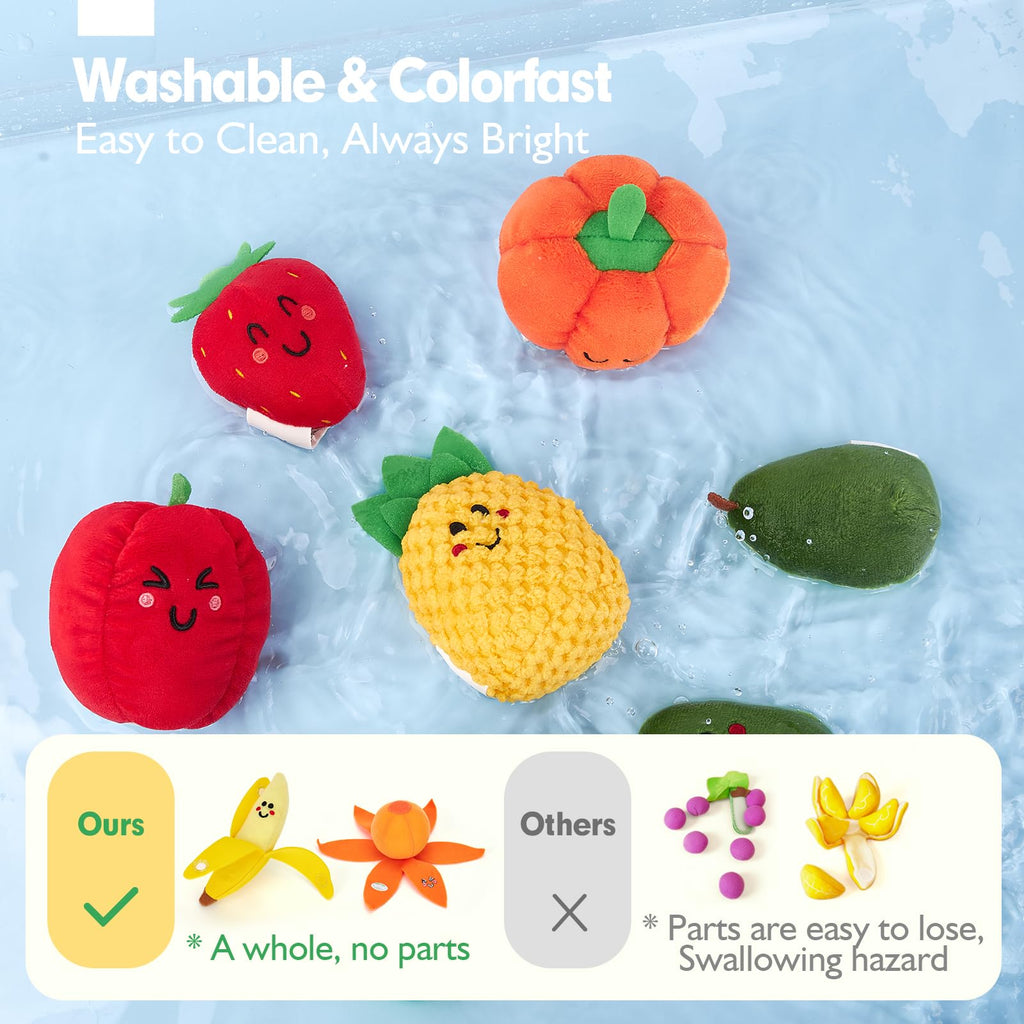 🥦 My First Sensory Fruits & Veggies - Montessori Plush Toy Set 🍓