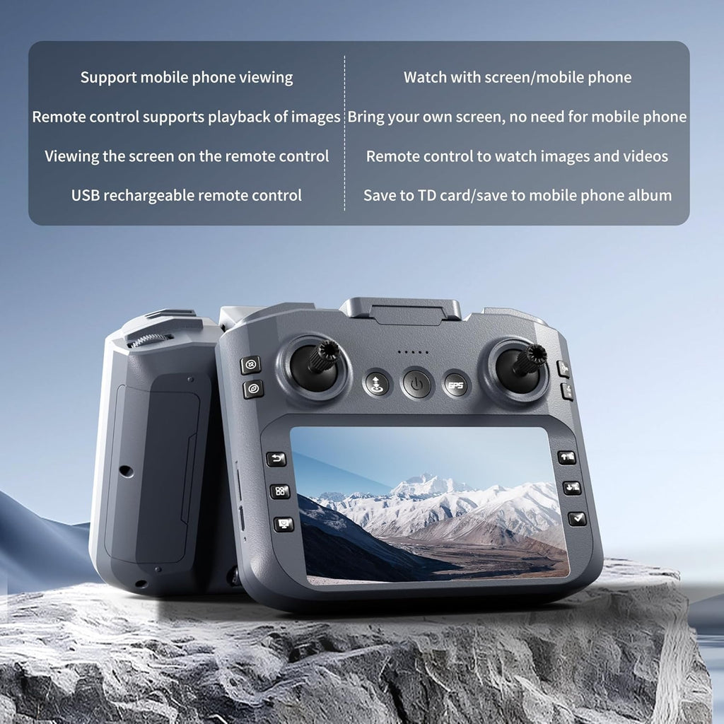 XT606 GPS Drone with 4K Camera EIS for Adults, 5G RC Camera Drones with 4.3" HD Screen, GPS Follow & Auto Return, Long Range Transmission, 90 Mins Flight Time with 3 Batteries, Foldable Drone with Brushless Motor, RC Drones for Beginner Gifts, Under 249g