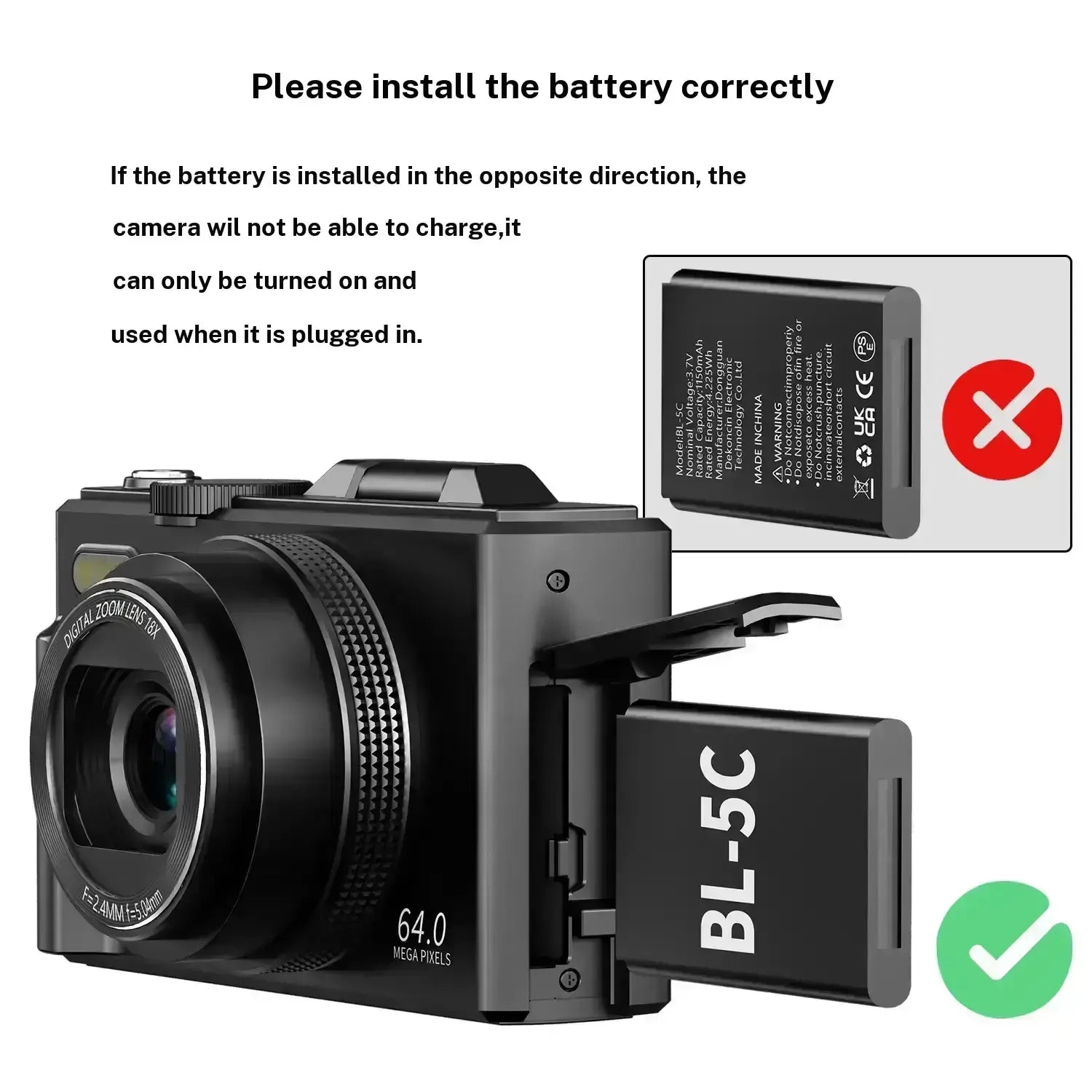 4K Digital Camera for Photography, 64MP Vlogging Camera with 3" 180° Flip Screen, 18X Zoom, 32GB Card & 2 Batteries - Ideal Travel & Holiday Gift